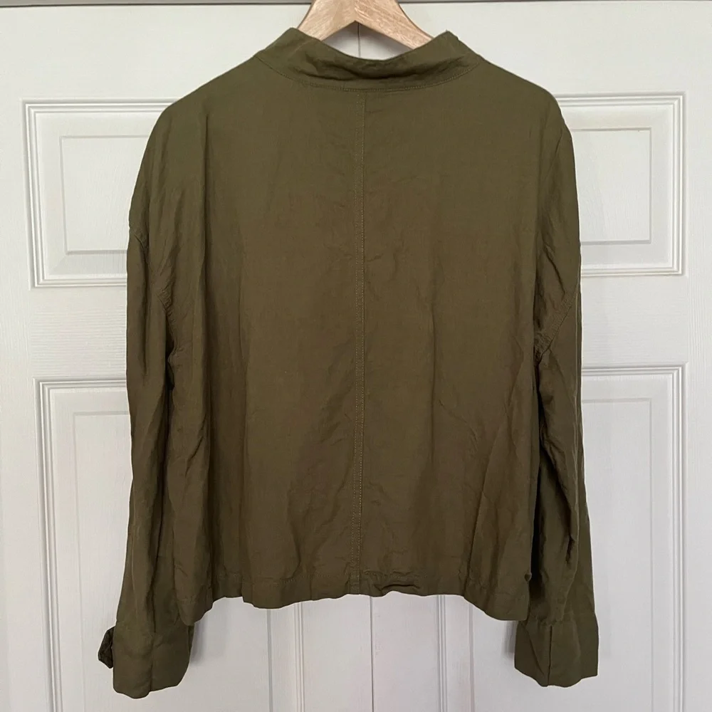 {Nicole Miller} Linen Blend Jacket in Olive Green - Womens XL